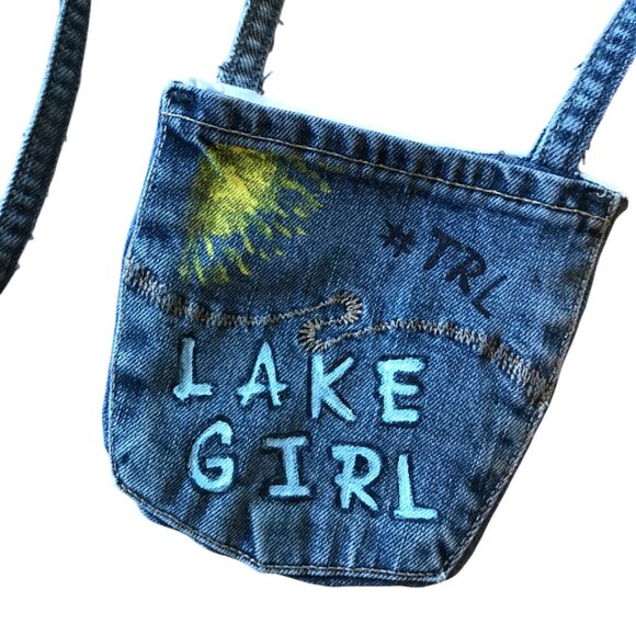 Handmade Crossbody Bag: Recycled Denim Cell Phone Holder, Table Rock Lake Pouch - Picture 10 of 11